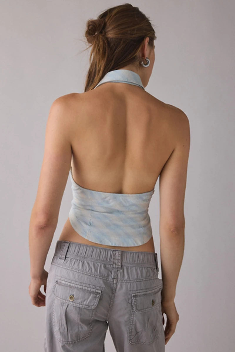 UO Tough Luck Slim Collared Plunging Halter Top