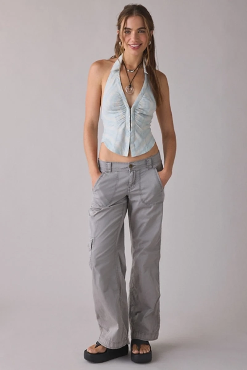 UO Tough Luck Slim Collared Plunging Halter Top