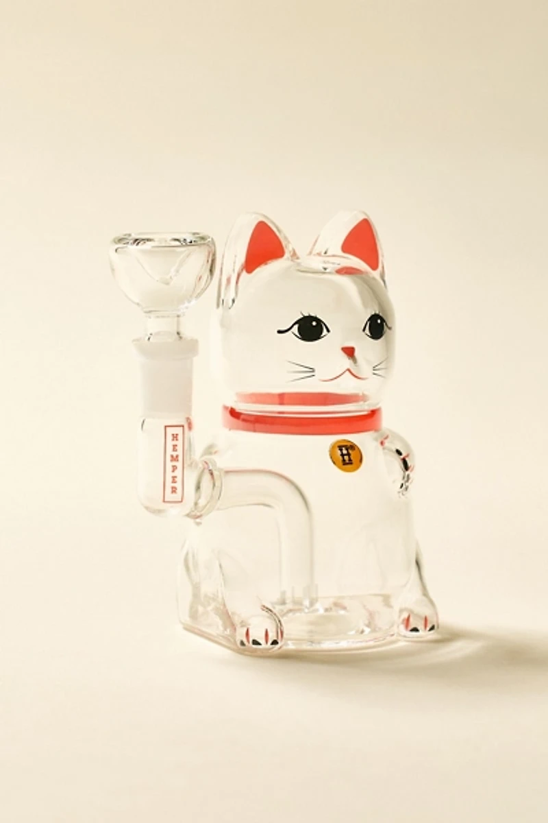 Hemper Lucky Money Cat Glass Vase