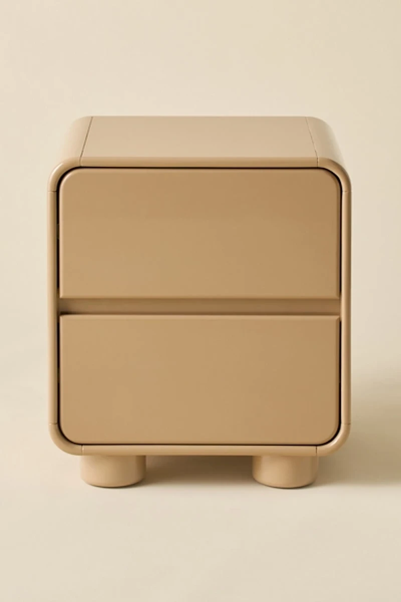 Cam 2-Drawer Lacquered Wood Storage Nightstand