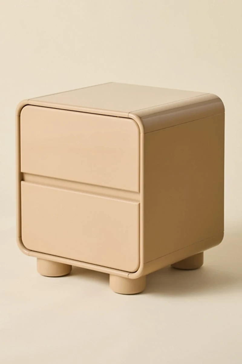 Cam 2-Drawer Lacquered Wood Storage Nightstand
