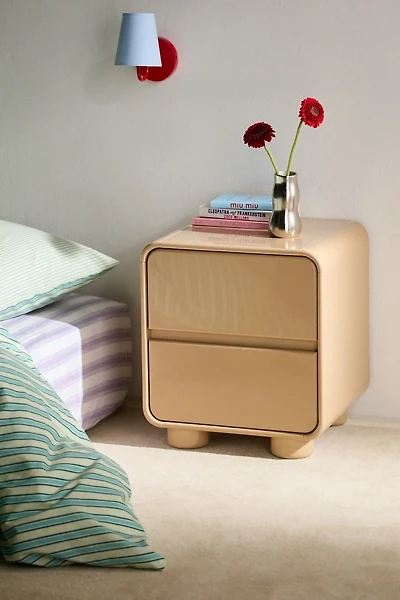 Cam 2-Drawer Lacquered Wood Storage Nightstand