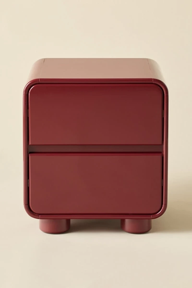 Cam 2-Drawer Lacquered Wood Storage Nightstand