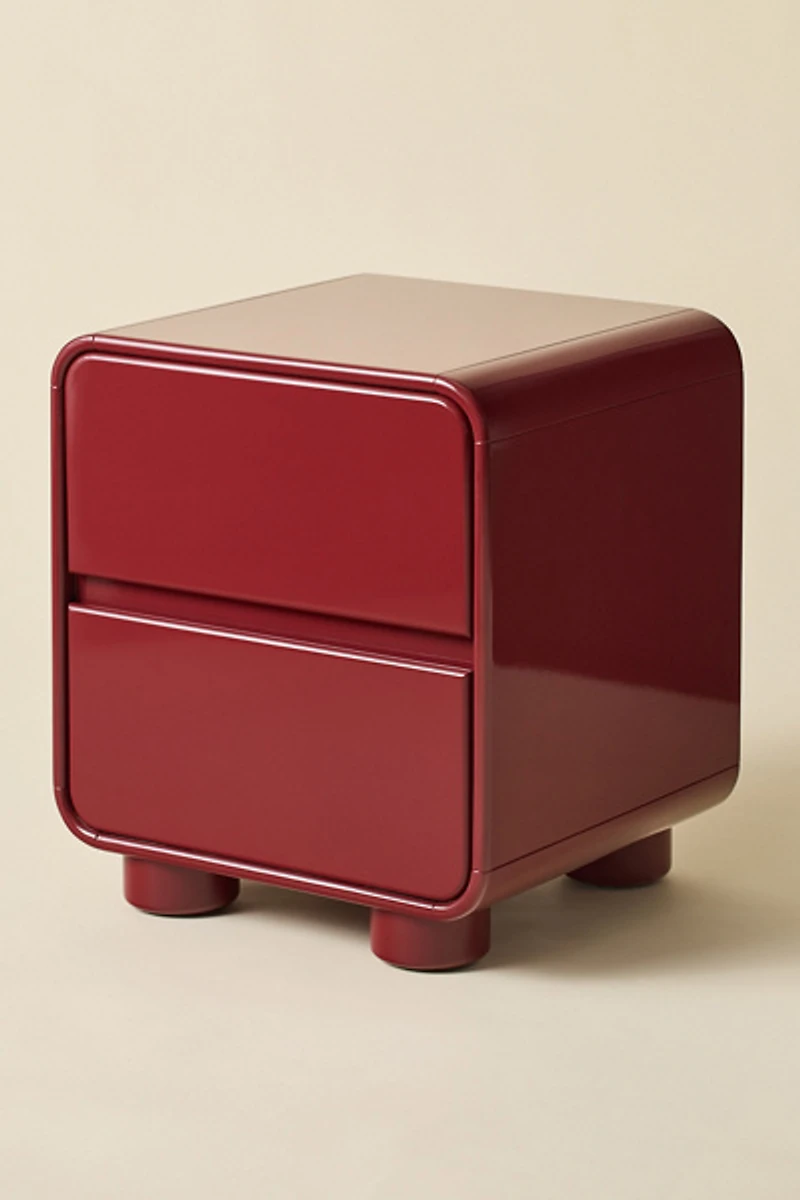 Cam 2-Drawer Lacquered Wood Storage Nightstand