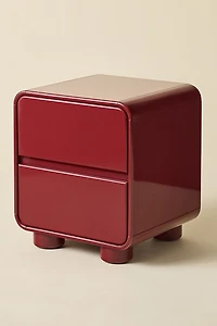 Cam 2-Drawer Lacquered Wood Storage Nightstand
