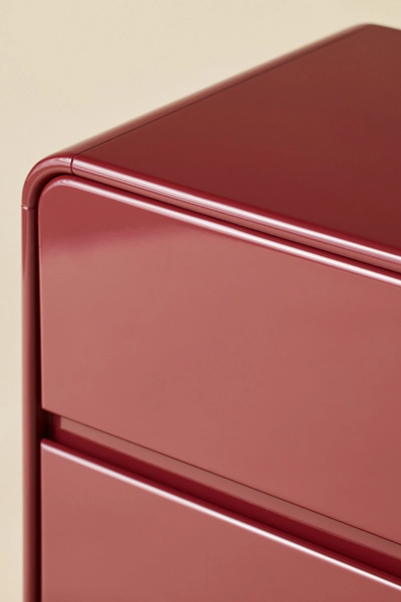 Cam 2-Drawer Lacquered Wood Storage Nightstand