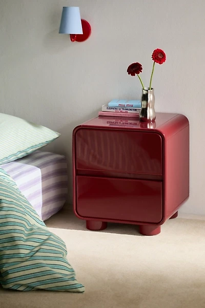 Cam 2-Drawer Lacquered Wood Storage Nightstand