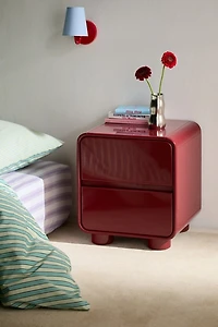 Cam 2-Drawer Lacquered Wood Storage Nightstand