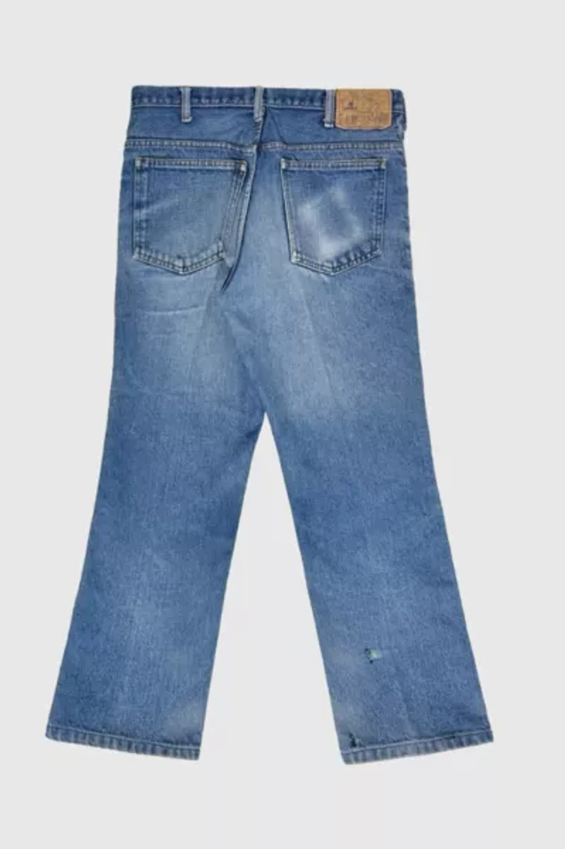 Vintage 1970's Penney's Plain Pockets Perfect Fade Western Bootcut Denim Jeans