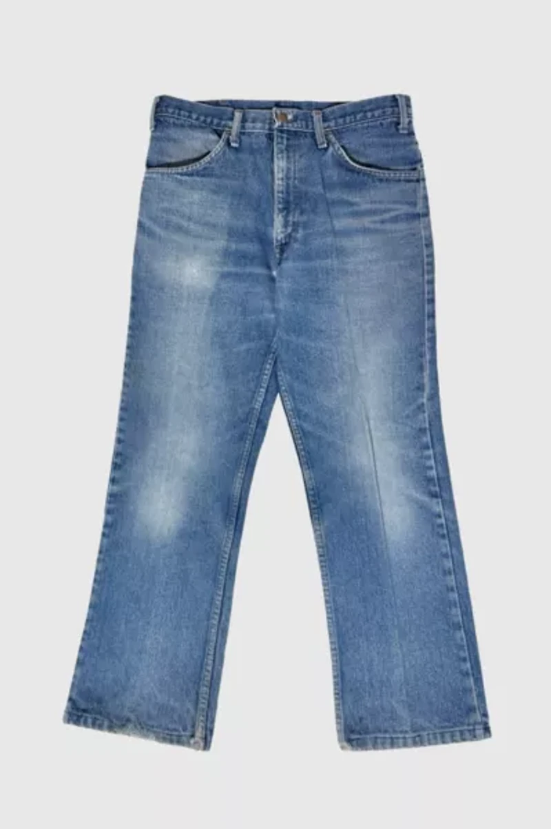 Vintage 1970's Penney's Plain Pockets Perfect Fade Western Bootcut Denim Jeans