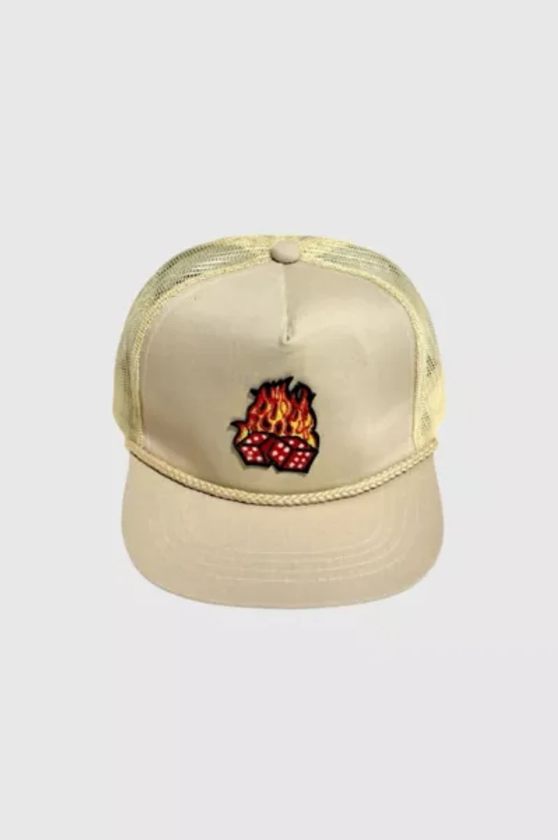 Vintage 1980's Flaming Dice Mesh Trucker Hat