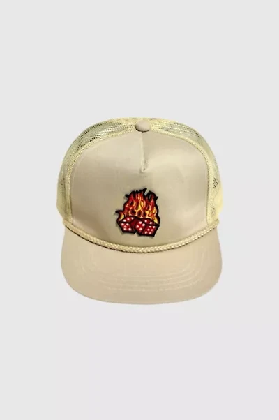 Vintage 1980's Flaming Dice Mesh Trucker Hat