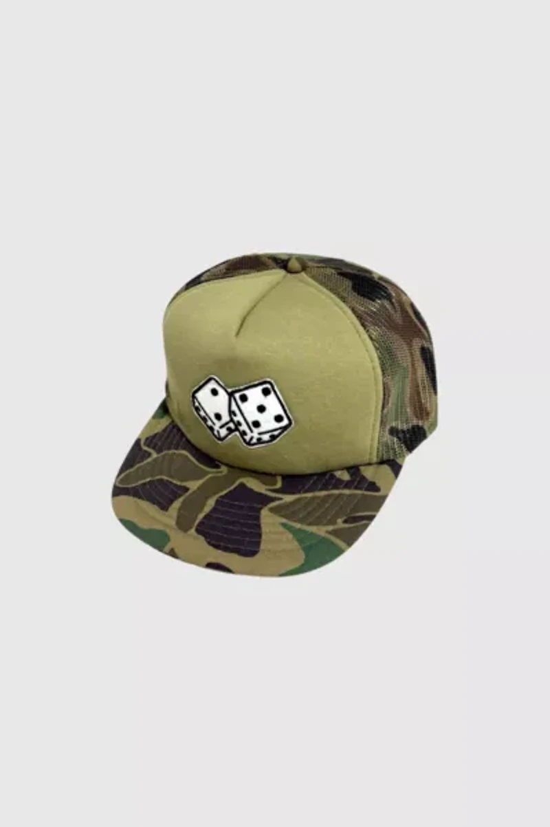 Vintage 1970's Dice Camo Foam & Mesh Trucker Hat