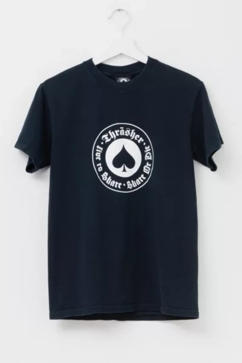 Vintage Y2K Distressed Thrasher Magazine Spade Graphic T-Shirt
