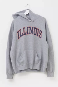 Vintage Y2K Distressed Russell Athletic Illinois Spell Out Pullover Graphic Hoodie Sweatshirt