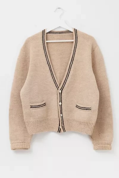 Vintage 1960s Natural Wool Button Up Cardigan Sweater
