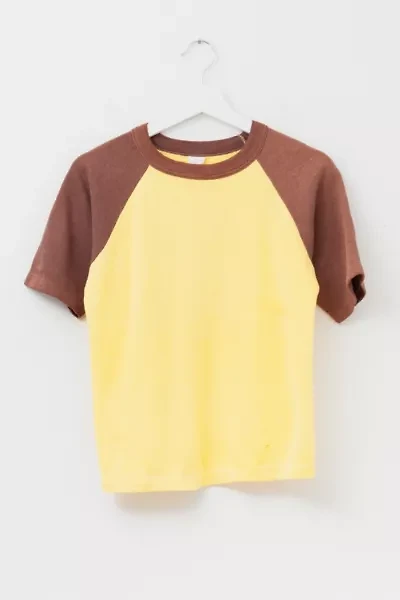 Vintage 1970s Distressed Towncraft Short Sleeve Lightweight Two Tone Raglan Made in USA