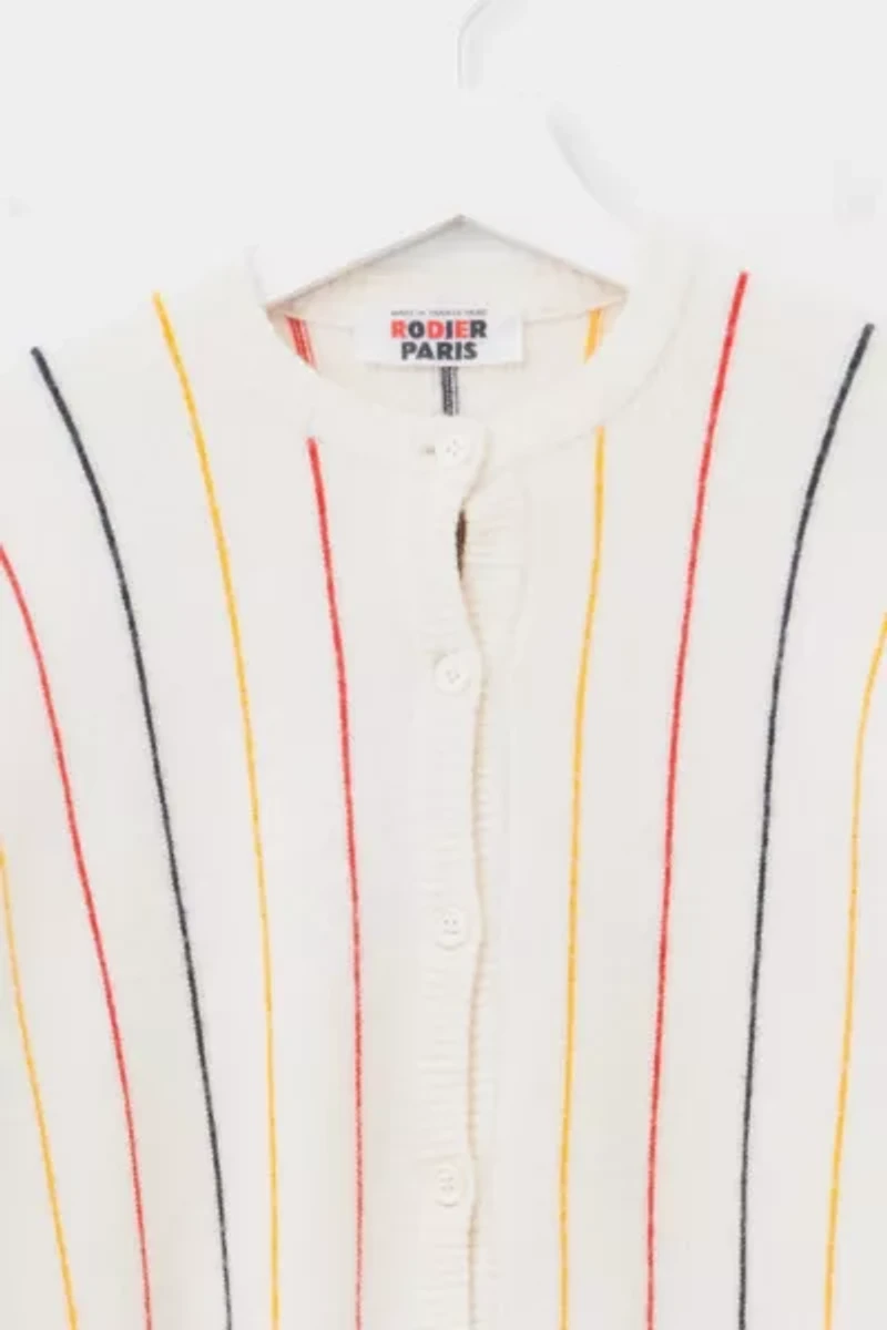 Vintage 1980s Rodier Paris Striped Cardigan Sweater
