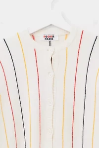 Vintage 1980s Rodier Paris Striped Cardigan Sweater