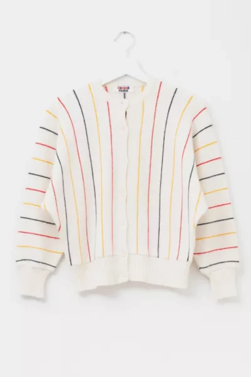 Vintage 1980s Rodier Paris Striped Cardigan Sweater