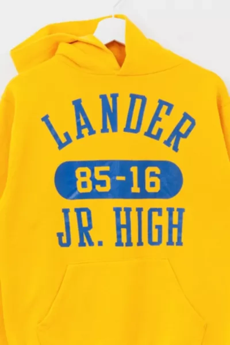 Vintage 1980s Russell Athletic Spell Out Yellow Hoodie Sweatshirt Made in USA