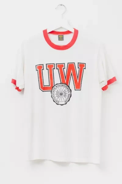 Vintage 1980s University of Wisconsin Graphic Ringer T-Shirt Made in USA