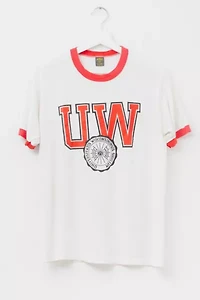 Vintage 1980s University of Wisconsin Graphic Ringer T-Shirt Made in USA