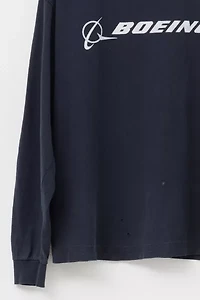 Vintage 1990s Distressed Boeing Black Long Sleeve Graphic T-Shirt