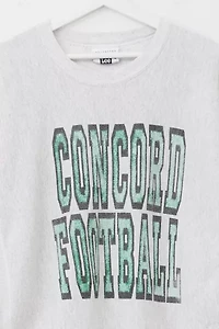 Vintage 1990s Distressed Football Spell Out Reverse Weave Crewneck Sweatshirt Made in USA