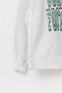 Vintage 1990s Distressed Football Spell Out Reverse Weave Crewneck Sweatshirt Made in USA