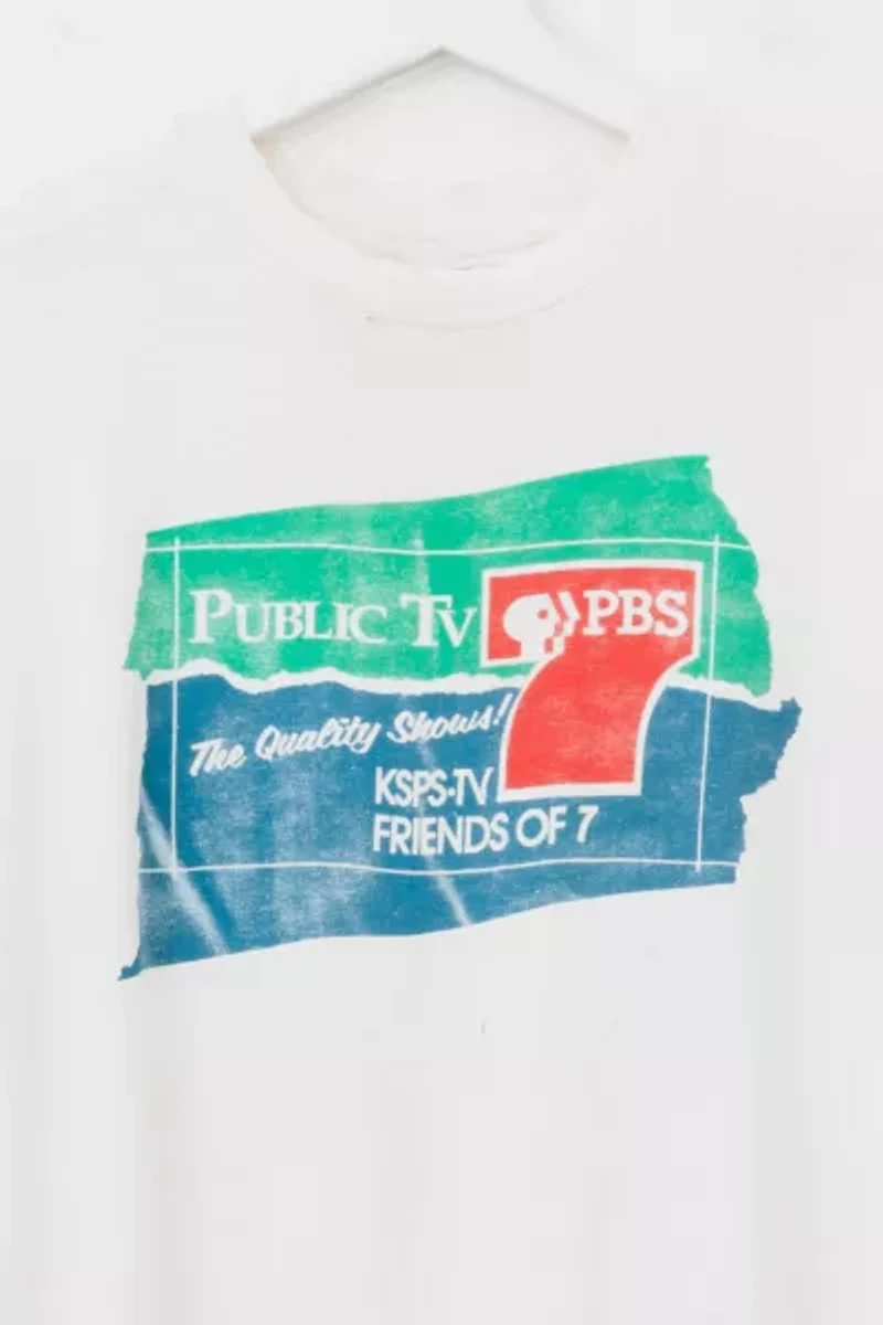 Vintage 1990s Distressed PBS Graphic T-Shirt Made in USA Single Stitch
