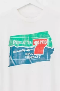 Vintage 1990s Distressed PBS Graphic T-Shirt Made in USA Single Stitch