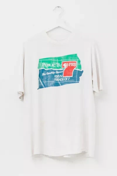 Vintage 1990s Distressed PBS Graphic T-Shirt Made in USA Single Stitch