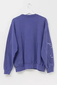 Vintage 1990s Distressed Champion Embroidered Logo V-Stitch Purple Crewneck Sweatshirt Made in USA