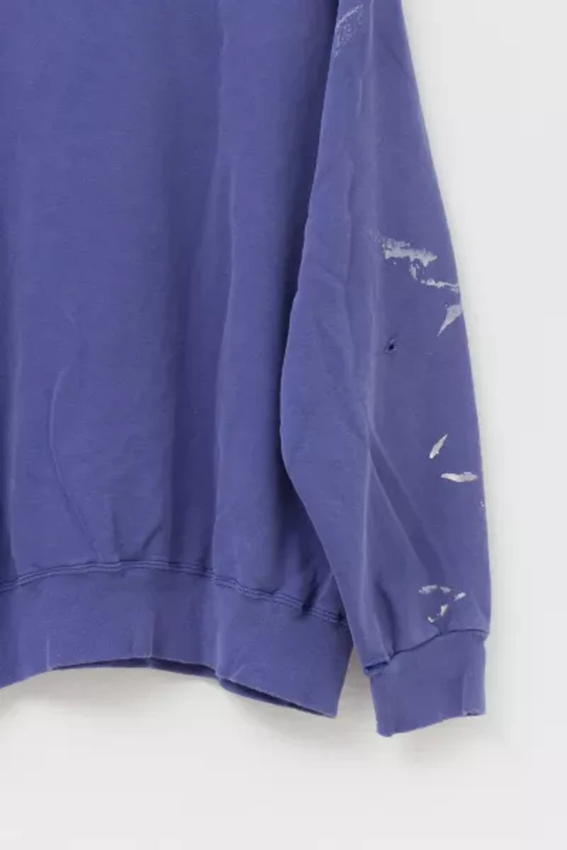 Vintage 1990s Distressed Champion Embroidered Logo V-Stitch Purple Crewneck Sweatshirt Made in USA