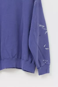Vintage 1990s Distressed Champion Embroidered Logo V-Stitch Purple Crewneck Sweatshirt Made in USA