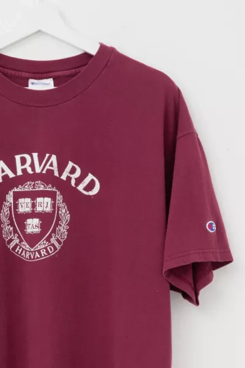 Vintage 1990s Distressed Harvard Champion Crest Graphic T-Shirt