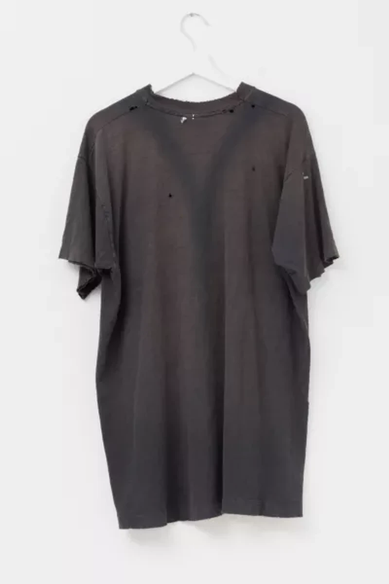 Vintage 1990s Heavily Distressed Blank Black Cotton Pocket T-Shirt
