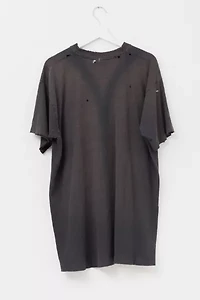 Vintage 1990s Heavily Distressed Blank Black Cotton Pocket T-Shirt