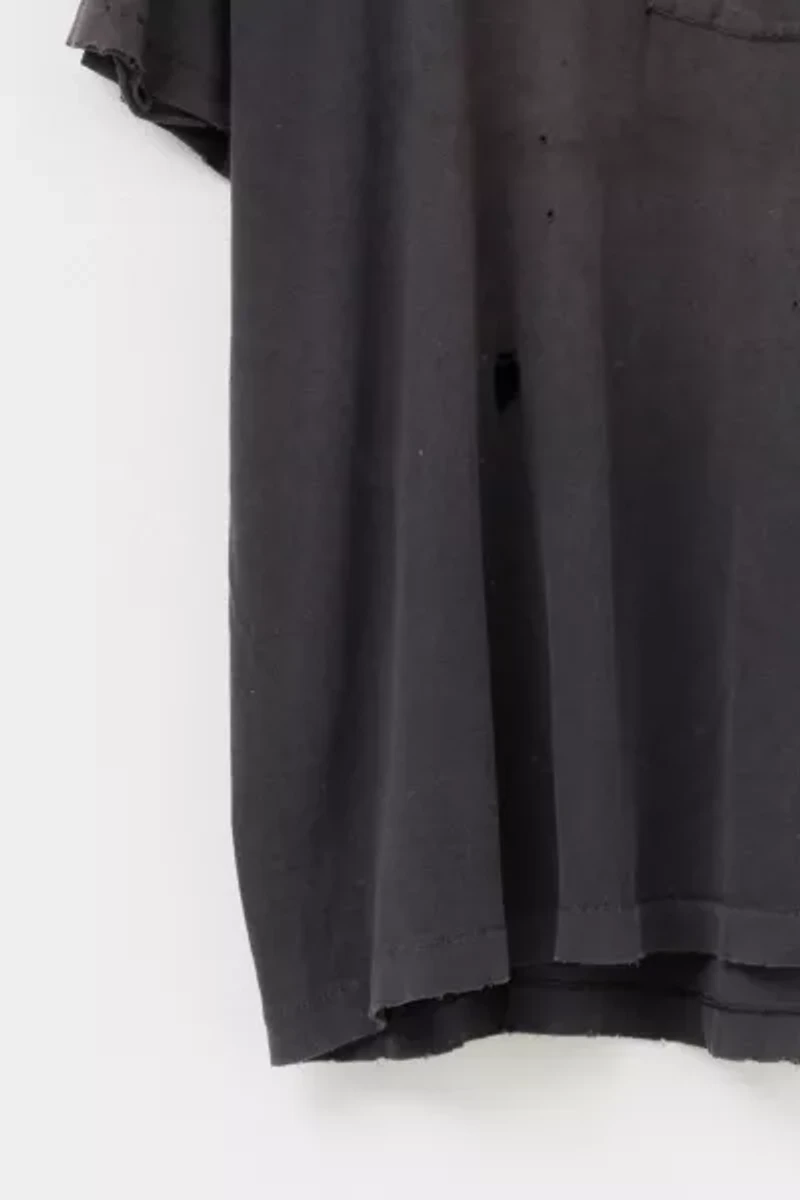 Vintage 1990s Heavily Distressed Blank Black Cotton Pocket T-Shirt