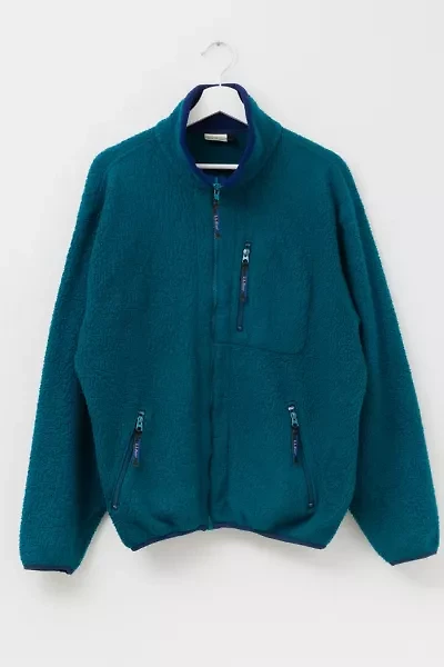 Vintage 1990s L.L. Bean Deep Pile Green Zipper Fleece Made in USA