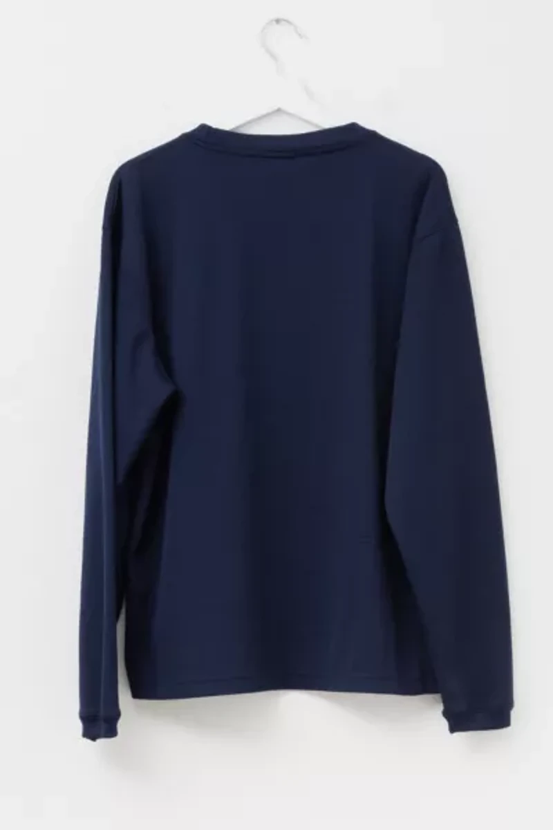 Vintage 1990s New Balance Navy Blue Graphic Long Sleeve Athletic Shirt