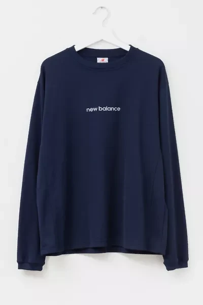 Vintage 1990s New Balance Navy Blue Graphic Long Sleeve Athletic Shirt