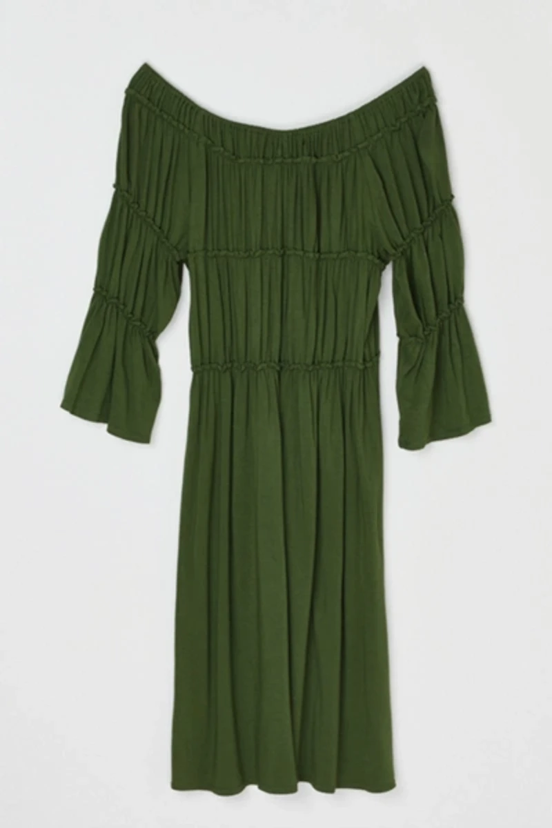 Vintage Y2k Ruched Jersey Midi Dress