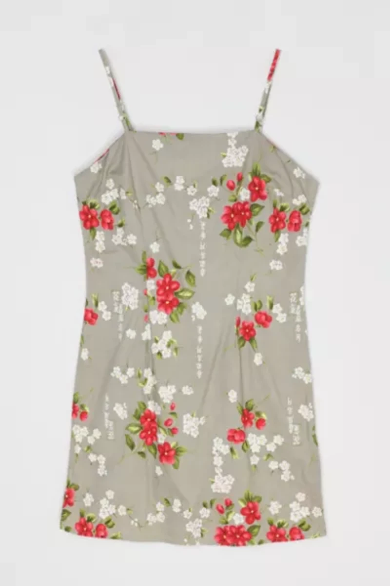 Vintage Y2k Gray Printed Mini Dress
