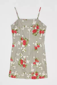 Vintage Y2k Gray Printed Mini Dress