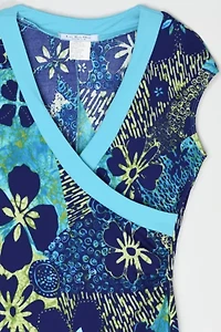 Vintage Y2k Aqua Patterned Midi Dress