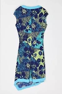 Vintage Y2k Aqua Patterned Midi Dress