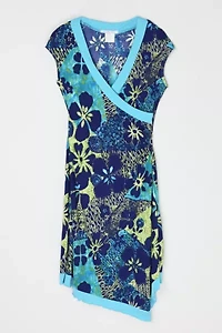Vintage Y2k Aqua Patterned Midi Dress