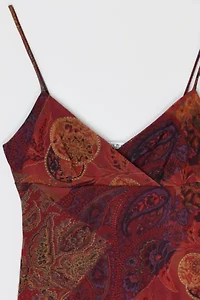 Vintage Y2k Dark Red Printed Midi Dress